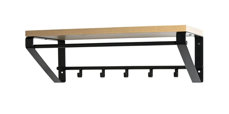 HAKU Möbel Wardrobe Oak, Black, Mdf, Metal - Size: W 70 cm X H 23 cm X D 30 cm, Style: Modern