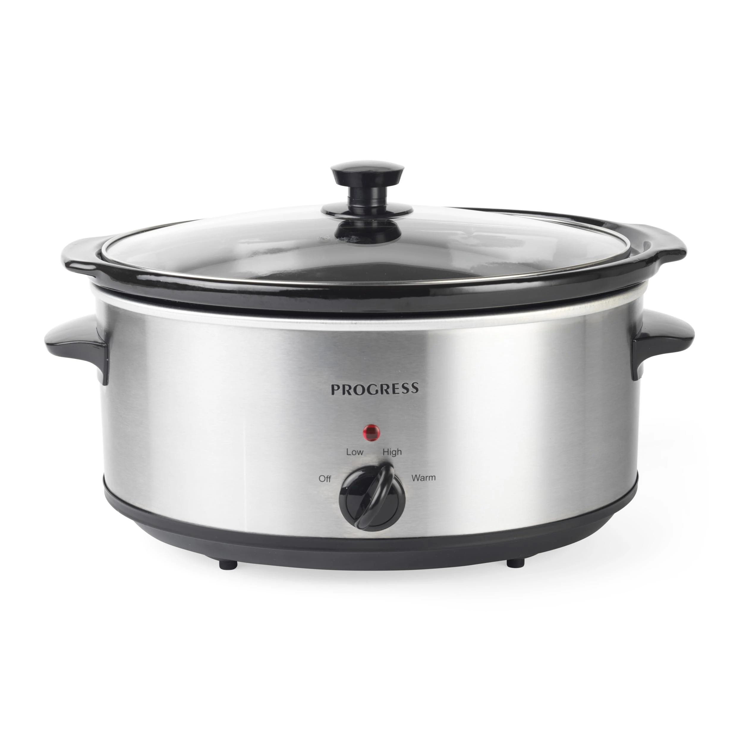 Progress EK4610P 6.5L Slow Cooker – Family Size Multi Cooker With Lid, Removable Ceramic Cooking Pot, 3 Heat Settings, Year Round Cooking For Stew, Soup, Chilli, Curry, Casseroles, Cool Touch Handles