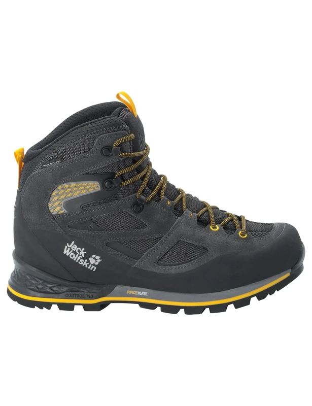 Jack Wolfskin Force Crest Texapore MID M, Walking Shoe, Black/Burly Yellow XT,