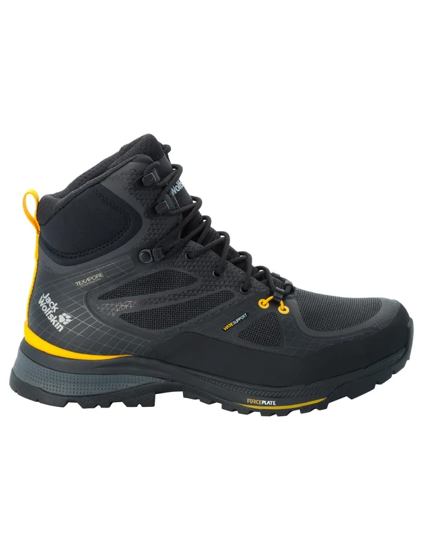 Jack Wolfskin Force Trekker Texapore MID M, Walking Shoe, Black/Burly Yellow XT,