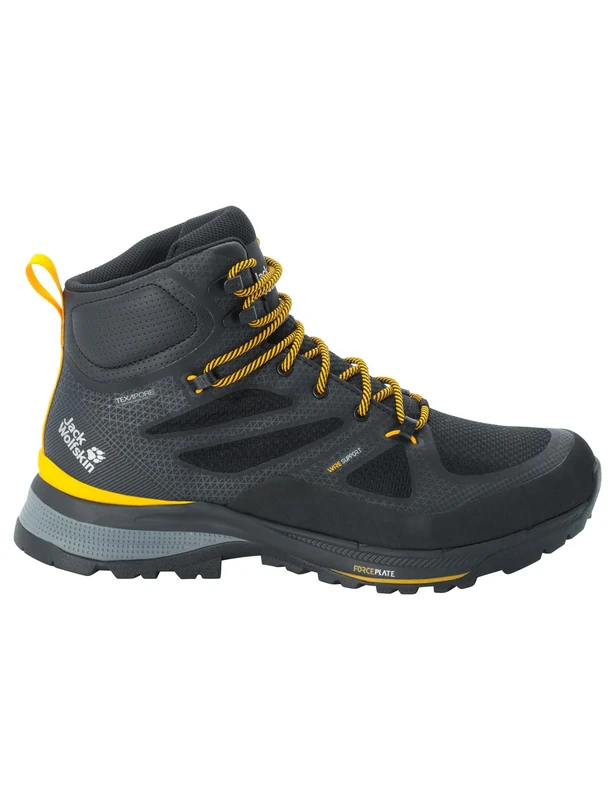 Jack Wolfskin Force Striker Texapore MID M, Walking Shoe, Black/Burly Yellow XT,