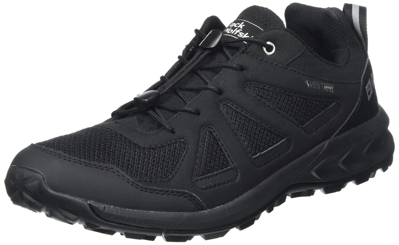 Jack Wolfskin Men's Woodland 2 Vent Low M Walking Shoe, Black/Black, 7 UK