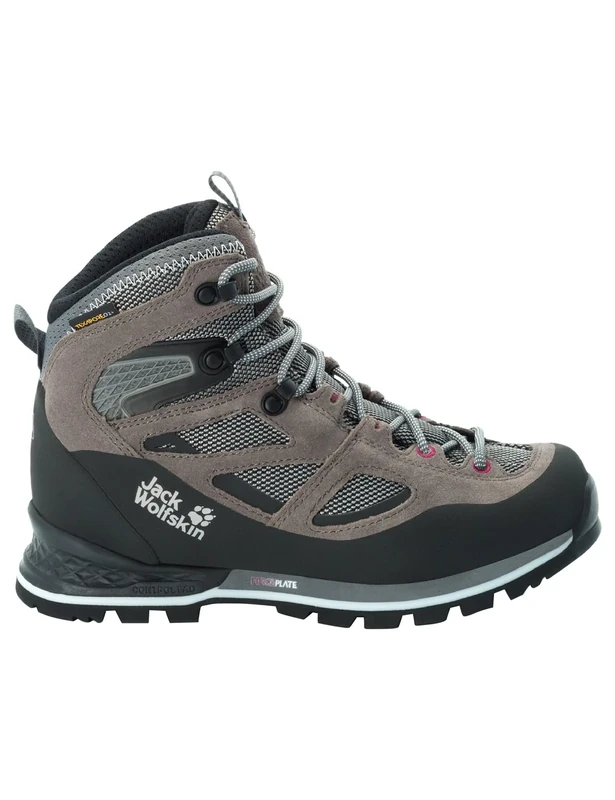 Jack Wolfskin Force Crest Texapore MID W, Walking Shoe, Tarmac Grey/Pink,