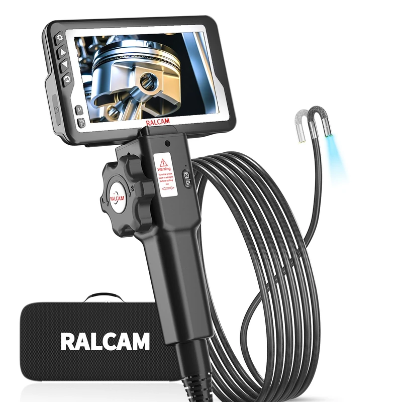 Industrial Endoscope Inspection Camera - 4.5'' IPS Screen 720P HD Digital Borescope 5.5mm Snake Camera with 6 LED Lights, 3.2ft Semi-Rigid Cable, Video Mechanic Tool for Android and IOS Smartphone