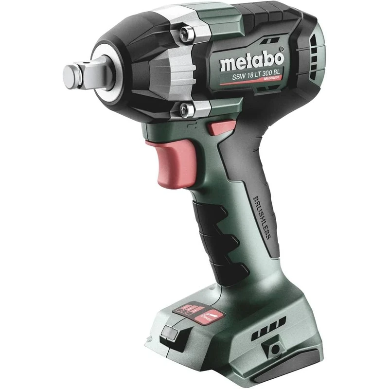 metabo Cordless Impact Wrench SSW 18 LT 300 BL - 18 V, 1/2 Inch External Square, 300 Nm Torque, 3 Speed Levels - Brushless Motor, Integrated LED Work Light, Robust Aluminium Housing