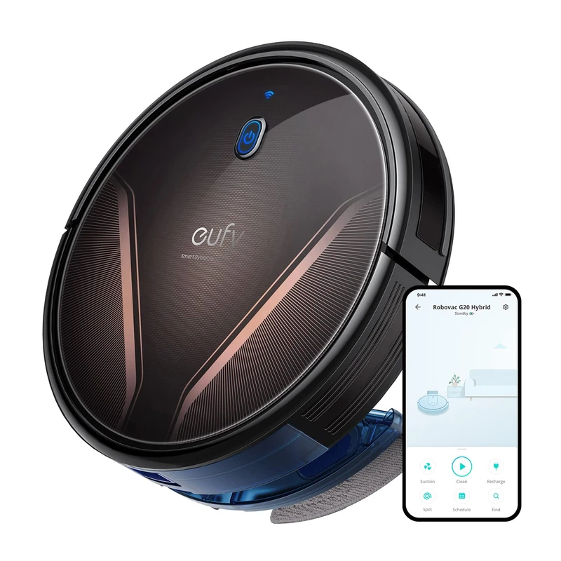 eufy RoboVac G20 Hybrid Robot Vacuum Cleaner with Mop, Dynamic Navigation, 2500 Pa Strong Suction, 2-in-1 Vacuum and Mop, Ultra-Slim, App, Voice Control, Compatible with Alexa, Ideal for Daily Messes