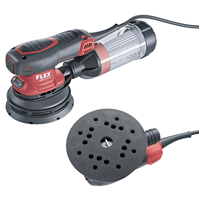 FLEX - Compact, Brushless Low Vibration Random-Orbit Sander with Speed Control, 230V - ORE 2-125 EC, Pad Size125 mm, Includes Detachable Bell Filter - 468894 - Work Tools