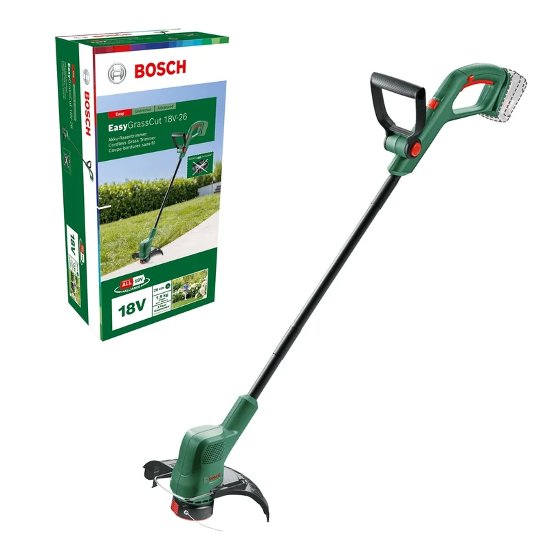 Bosch Cordless Grass Trimmer EasyGrassCut 18V-26 (Without Battery, 18 Volt System, Cutting Diameter: 26 cm, in Carton Packaging)