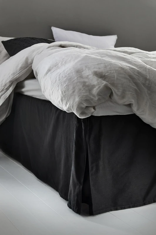 Jotex Colour Bed Skirt Organic Cotton Bed Skirt, Height 45 cm - Black, 180 x 200 cm