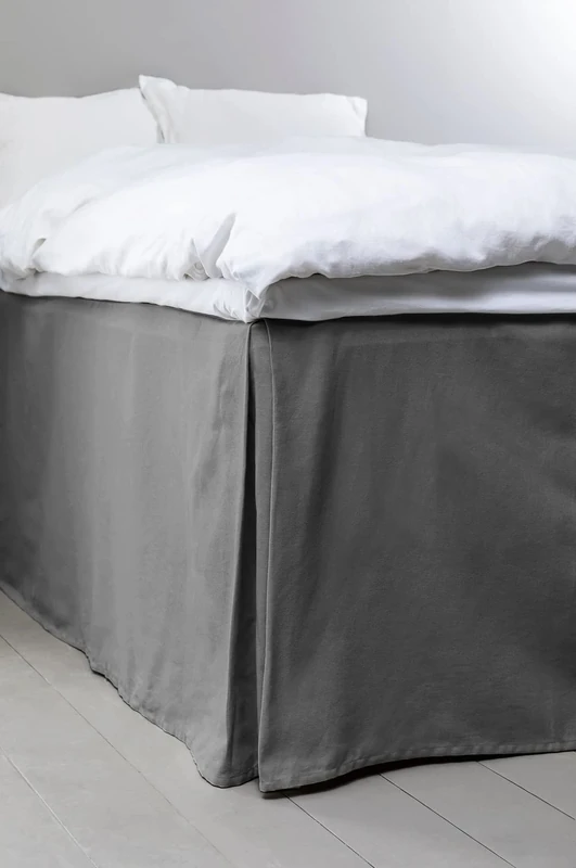 Jotex Colour Bed Cover Organic Cotton Bed Skirt, Height 60 cm - Dark Grey, 180 x 200 cm