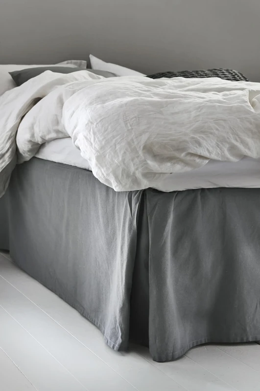Jotex Colour Bed Skirt Organic Cotton Bed Skirt, Height 45 cm - Dark Grey, 180 x 200 cm, Pack of 1