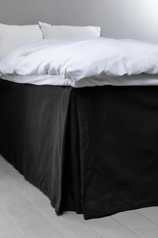 Jotex Colour Bed Skirt Organic Cotton Bed Skirt, Height 60 cm - Black, 120 x 200 cm