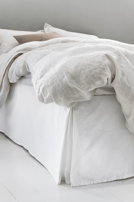 Jotex Colour Bed Skirt Organic Cotton Bed Skirt, Height 45 cm - White, 120 x 200 cm