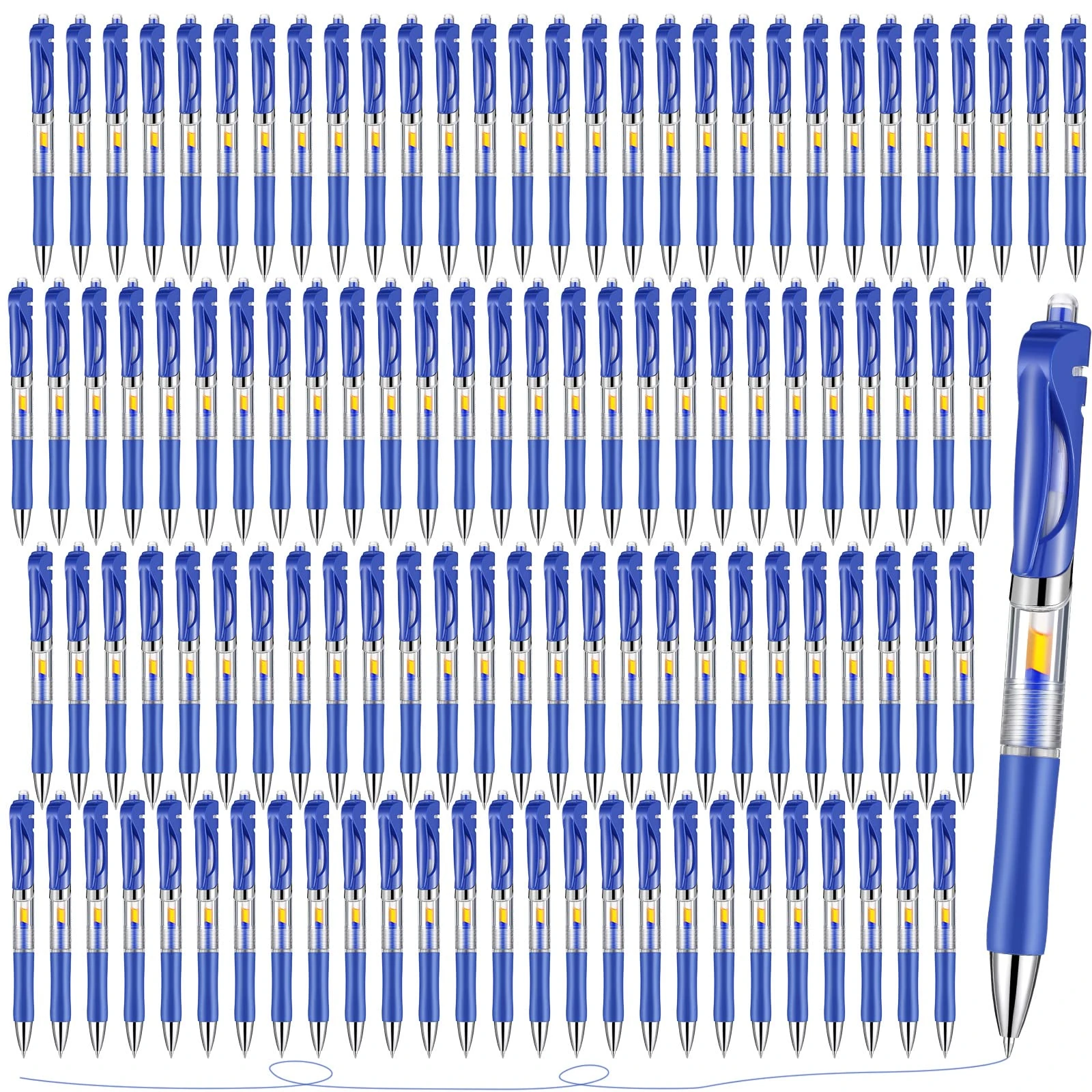 200 Pieces Retractable Ballpoint Pen Rolling Ball Refillable Pens Gel Medium Point Pens 0.5mm Refillable Ink Pens Ballpoint Bold Pens for Women Men (Blue)