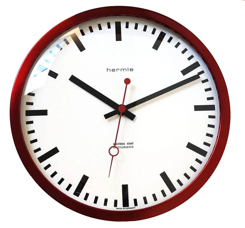Hermle Station Clock 30471-362100 Quartz Red