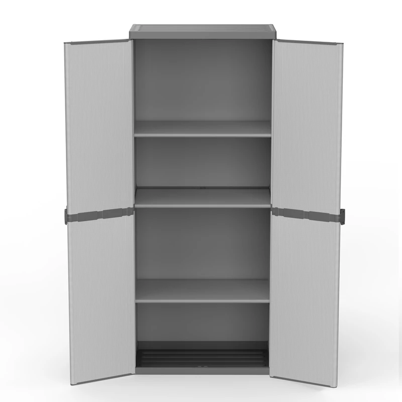 mongardi High Cabinet 4 Floors And 2 Doors, PVC And PP, Black/Grey, Unique
