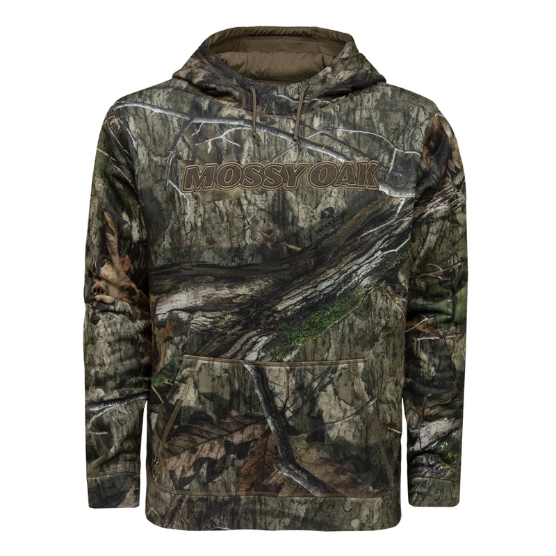 Mossy Oak Men's Camo Hunting Hoodies Performance Fleece Logo Hooded Sweatshirt, Country DNA Brand, L