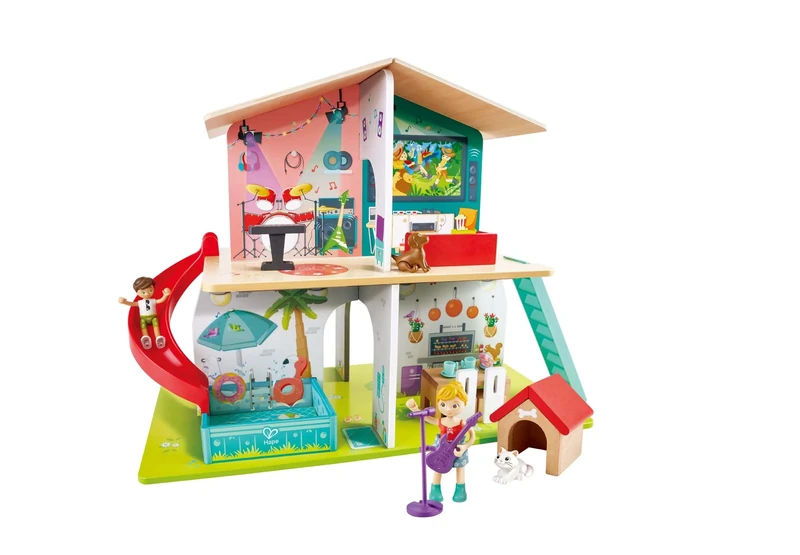 Hape Rock & Slide Dollhouse – Interactive Playhouse with Sound Effects, 3Y+, Includes Figures & Accessories