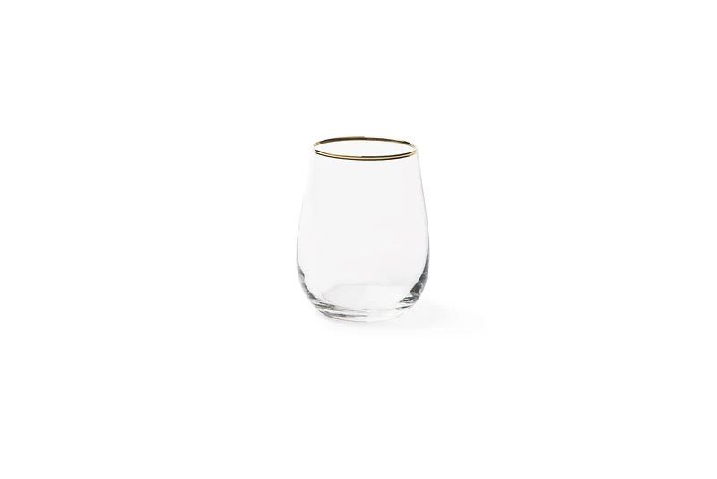 Excelsa Gold Set of 6 Water Glasses, Blown Glass, Gold Wire Edge