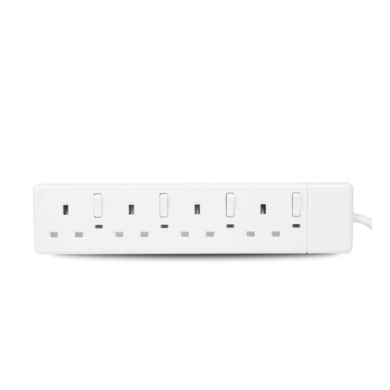 LUXE DIVA 1 Way Gang Single Socket Mains Power Extension Lead 13A UK 3Pin Plug (4 Way 2 Metre (Switch), White)