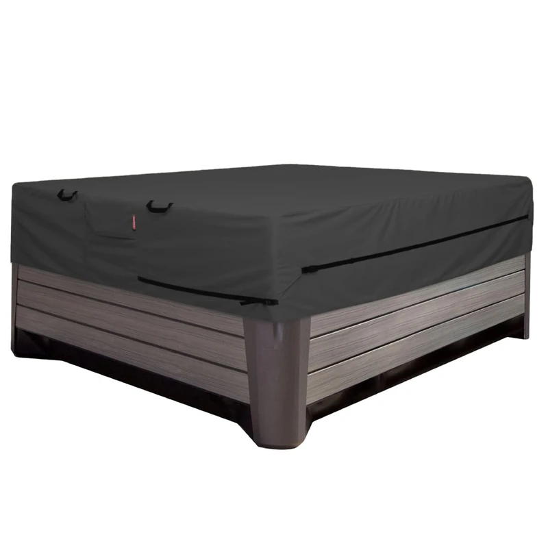 Porch Shield Square Hot Tub Cover - Waterproof Outdoor SPA Hard Cover Protector 85 x 85 inch, Black