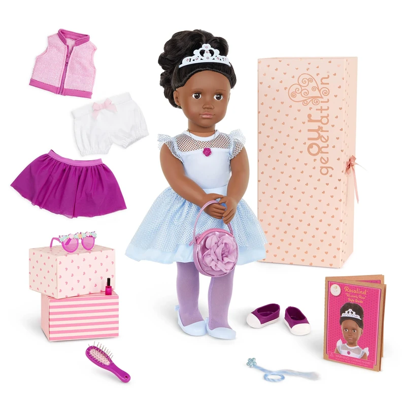 Our Generation Floral-Themed Fashion Starter Doll, Brunette Hair and Brown Eyes, 3 Outfits and Styling Accessories in Gift Box, Pretend Play, Toys for Kids Ages 3 and Up, Floral, 46 cm
