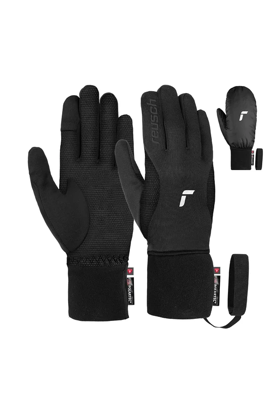 Reusch Unisex - Adult Baffin Touch-TEC Comfortable, Warm, Windproof, Extra Breathable Sports Gloves, Touring Gloves, Touchscreen Winter Gloves, Black/Silver, 10