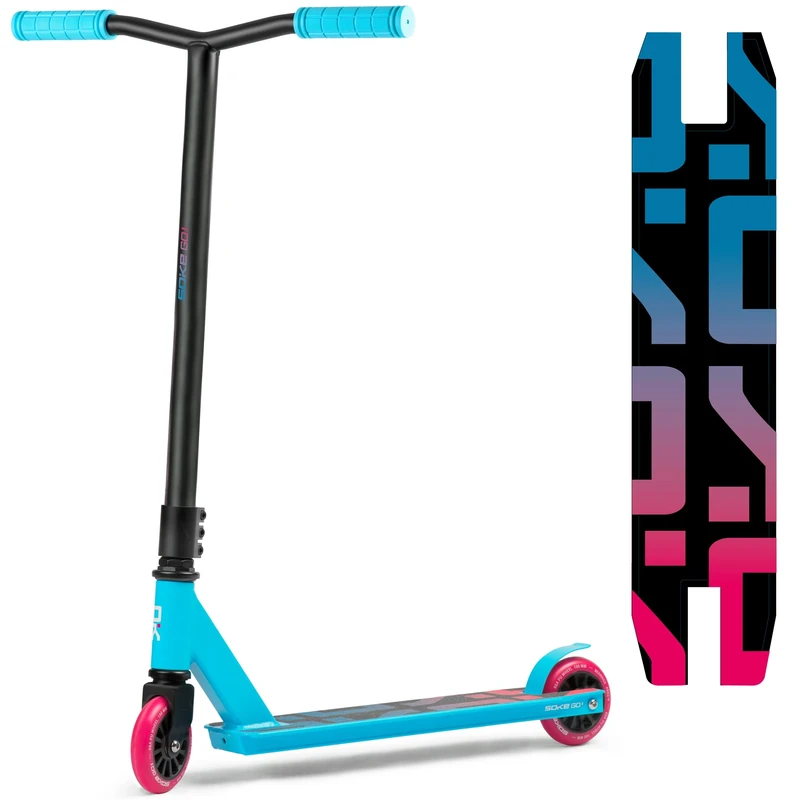 SOKE Go Stunt Scooter for Extreme Skate Park Rides - ABEC-9 Chrome Steel Carbon Bearings - PU Wheels 88A - Y-Bar Handlebars with TPR Grips - Aluminium Deck Turquoise - Image 1