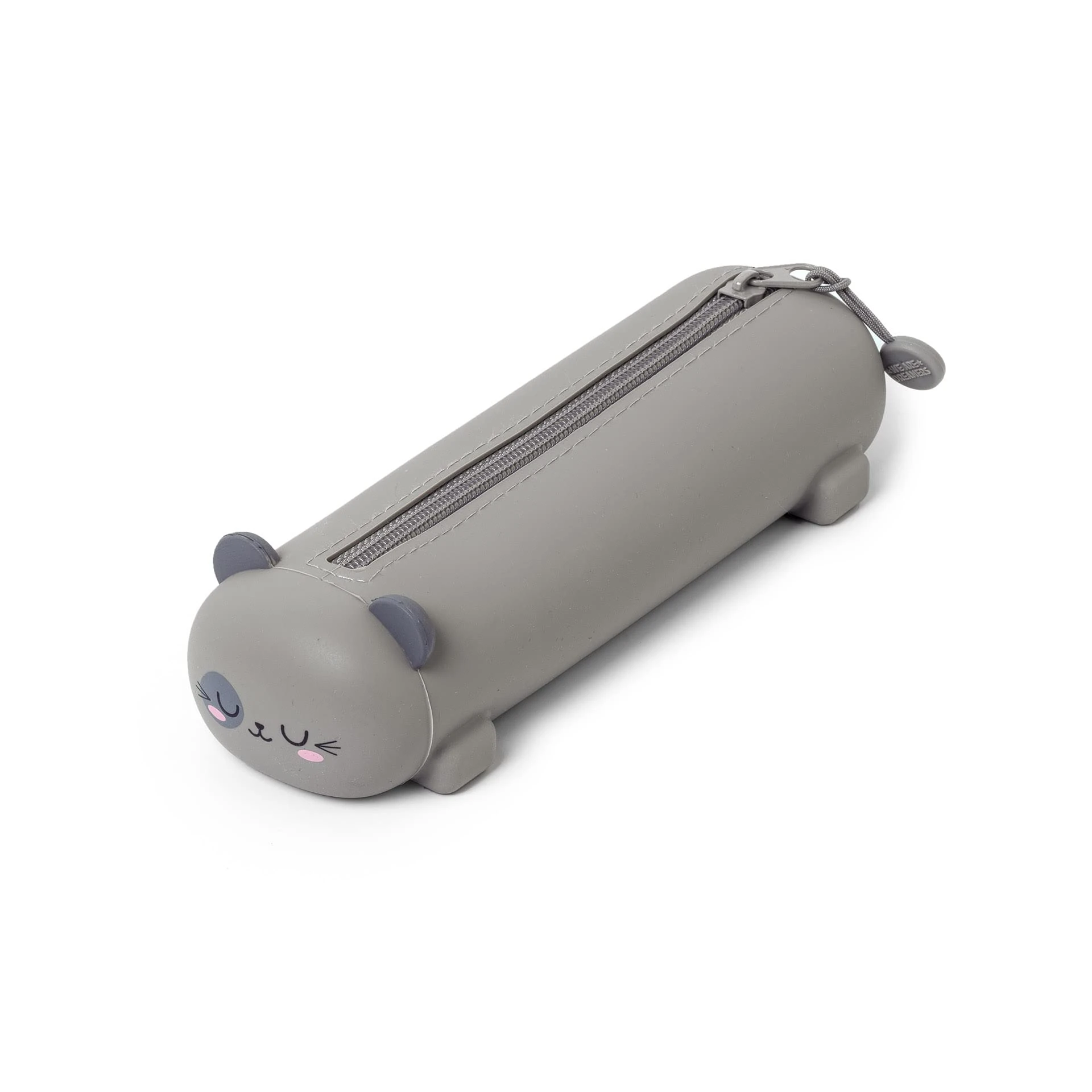 Legami - 2 in 1 Pencil Case in Soft Silicone, Kawaii, 6,3x18,5 cm, Kitty Theme, Pencil Case and Desk Pen Holder, Retractable Capacity, Zipper Closure