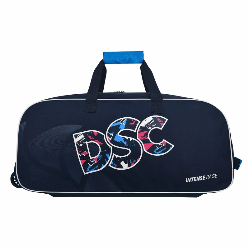 DSC Intense Rage Wheeler Cricket Kit Bag | Color: Navy | Size: Medium | Material: Polyester and PU | Volume: 51 LTR | Anti-Scuff Corner Protection | Durable | Integrated Bat Pocket - Image 1