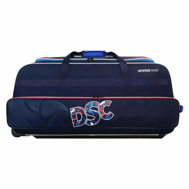 DSC Intense Shoc Cricket Kit Bag | Color: Black-Blue | Material: Polyester and PU | Player Edition | for Professionals Cricketer | Multiple Utility Pockets | Volume: 112 ltrs - Image 1