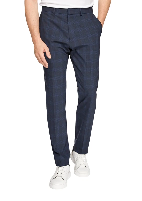 s.Oliver BLACK LABEL Men's 160.11.899.18.180.2103575 Pants, Dark Blue Glencheck, 44