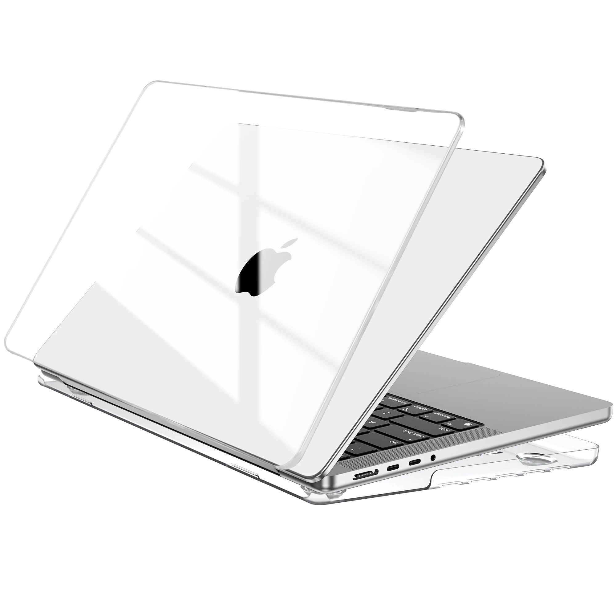 EooCoo Case compatible for Macbook Pro 14 inch M5 A3434 2025 M4 A3112 A3185 A3401 M3 A2918 A2992 M2 A2779 M1 A2442 Pro/Max, 2021-2024, Transparent Laptop Case Plastic Hard Shell Cover, Crystal Clear