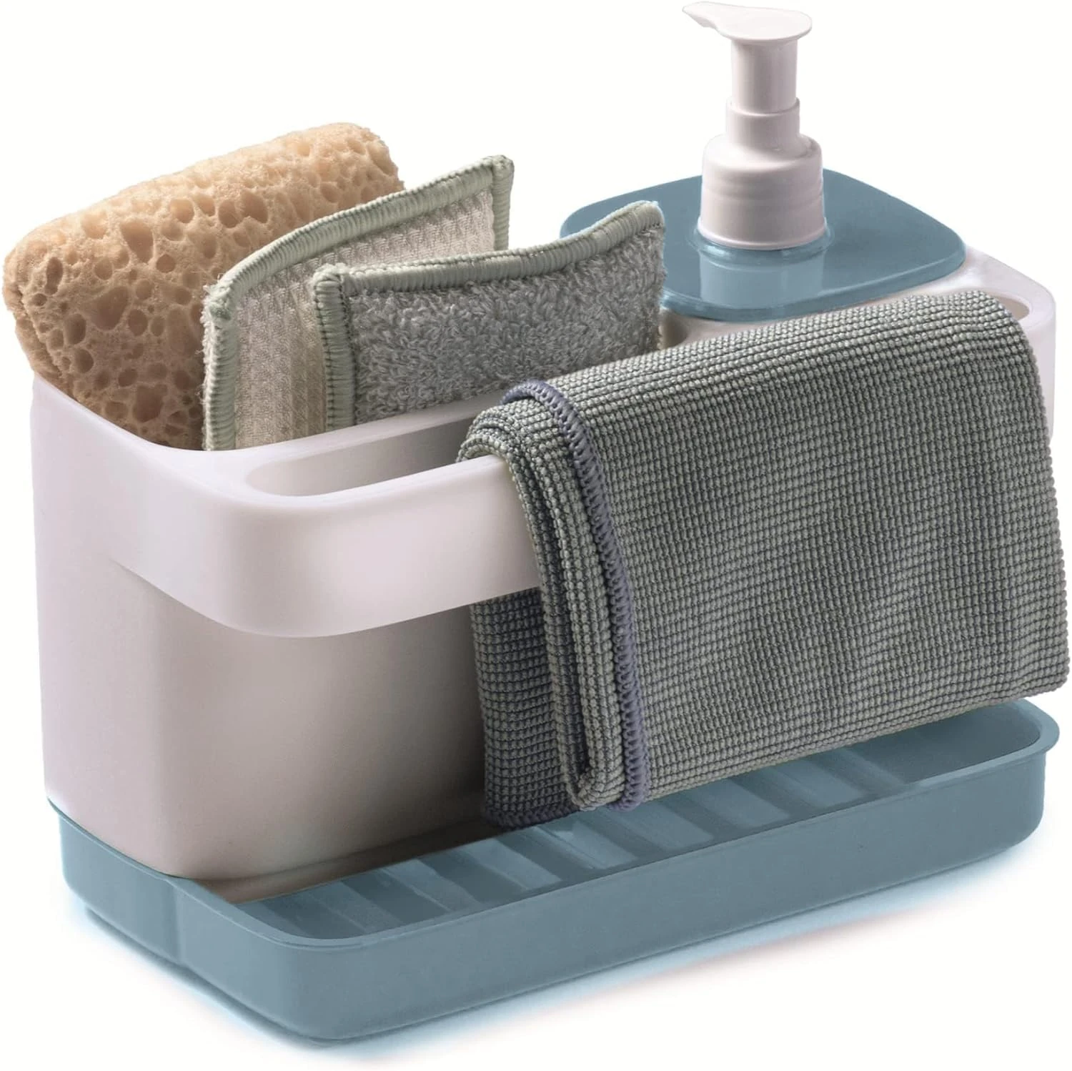 Snips | Sink Caddy | Sponge Holder & Soap Dispenser | Kitchen Sink Organiser | Azure, 21 x 12 x 18, Made in Italy, Bpa Free