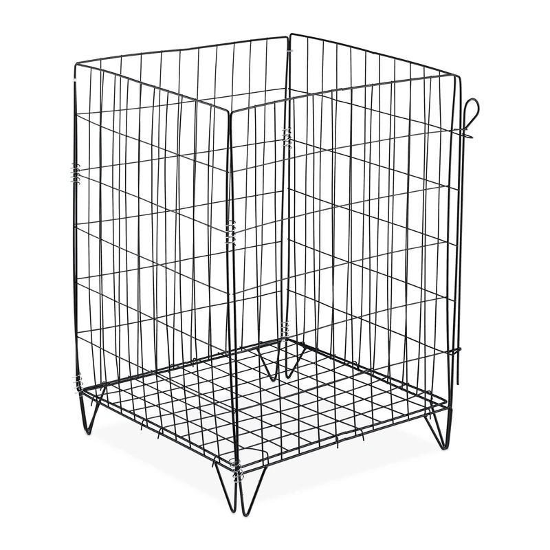 Relaxdays Metal Compost Bin, Bottom Grid and Legs, HxWxD: 68 x 46 x 46 cm, Wire Composter for Garden Waste, Steel, Black
