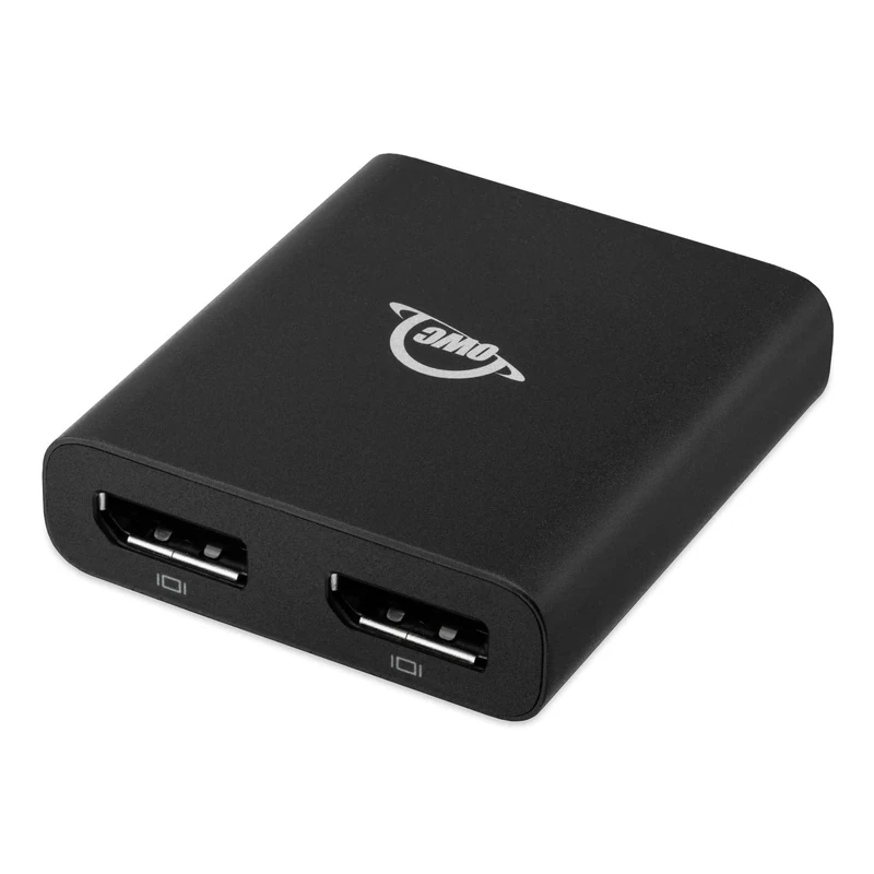 OWC Thunderbolt 3 Dual DisplayPort Adapter, Single display up to 8K @ 30Hz, Dual display up to 4K @ 60Hz, with DisplayPort 1.4 tachnology, DSC compatible, with .7 meter Thunderbolt 3 cable