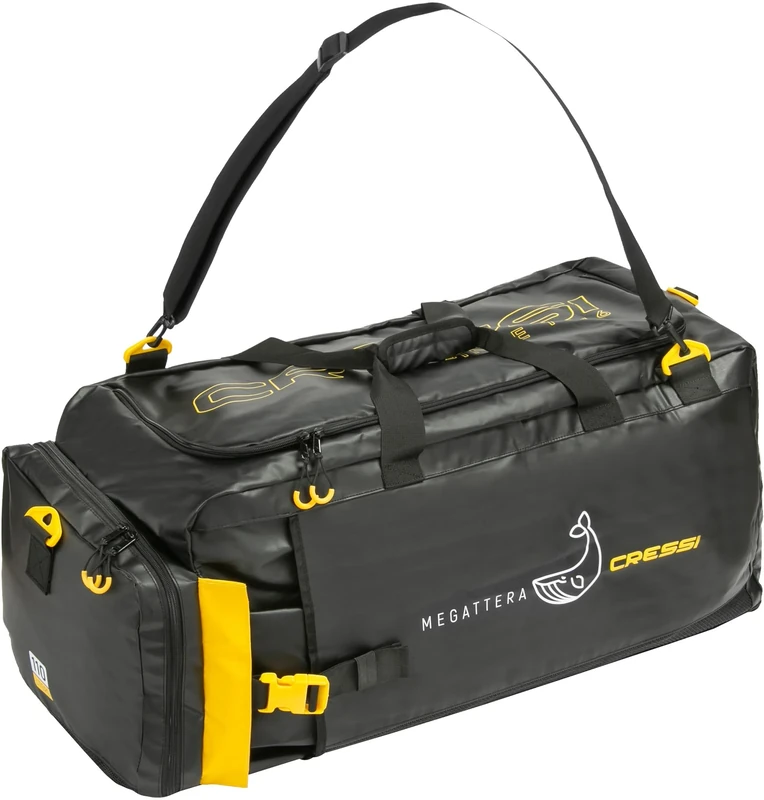 Cressi Megattera Dry Diving Bag Waterproof Duffel with Special Fins Compartment and Internal Wet Pocket for Scuba Diving Snorkeling Swimming and Travel