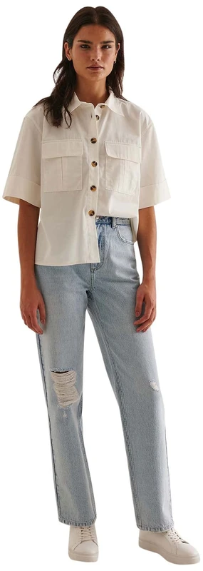 NA-KD Wide Leg Highwaist Denim, Light Blue, EU 34