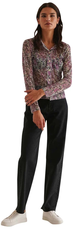 NA-KD Wide Leg raw Hem Denim, Black, EU 36 - Image 1