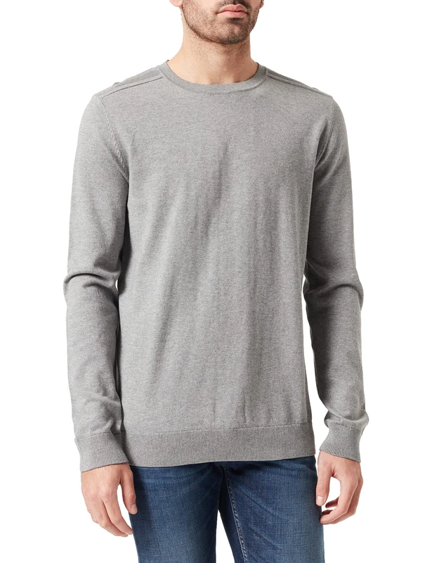SELECTED HOMME Men's Slhberg Crew Neck B Noos Pullover, Medium Grey Melange, XXL