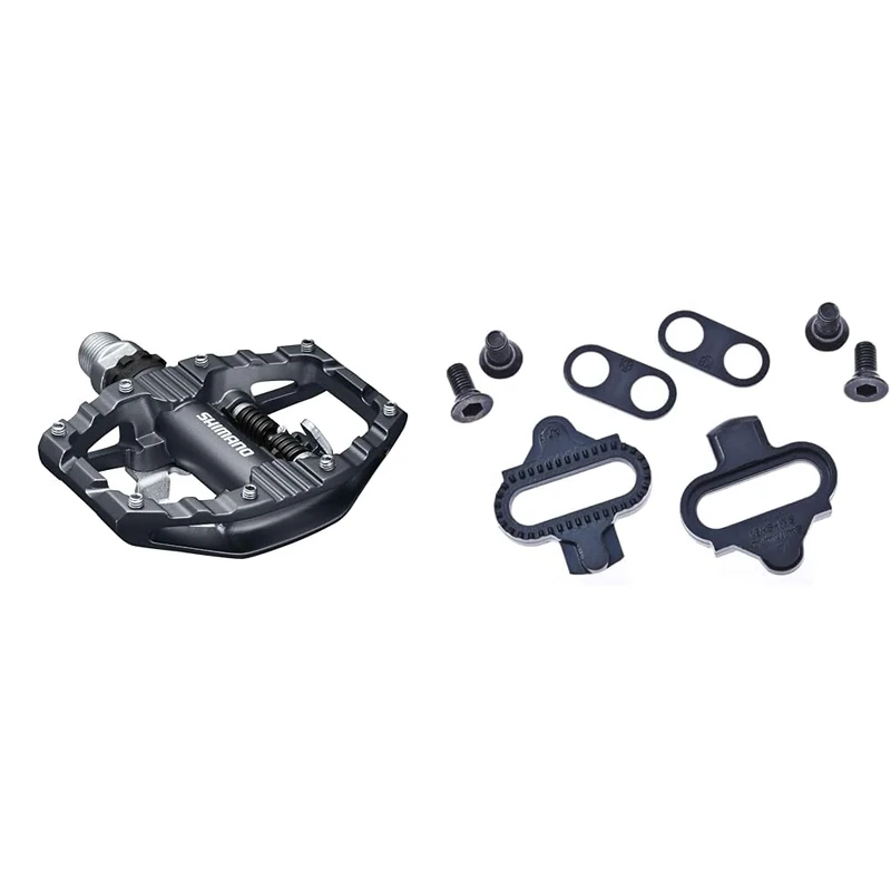 SHIMANO Pedals PD-EH500 SPD, 9/16 inches & SM-SH51 Mountain Bike SPD Pedal Cleats, Black
