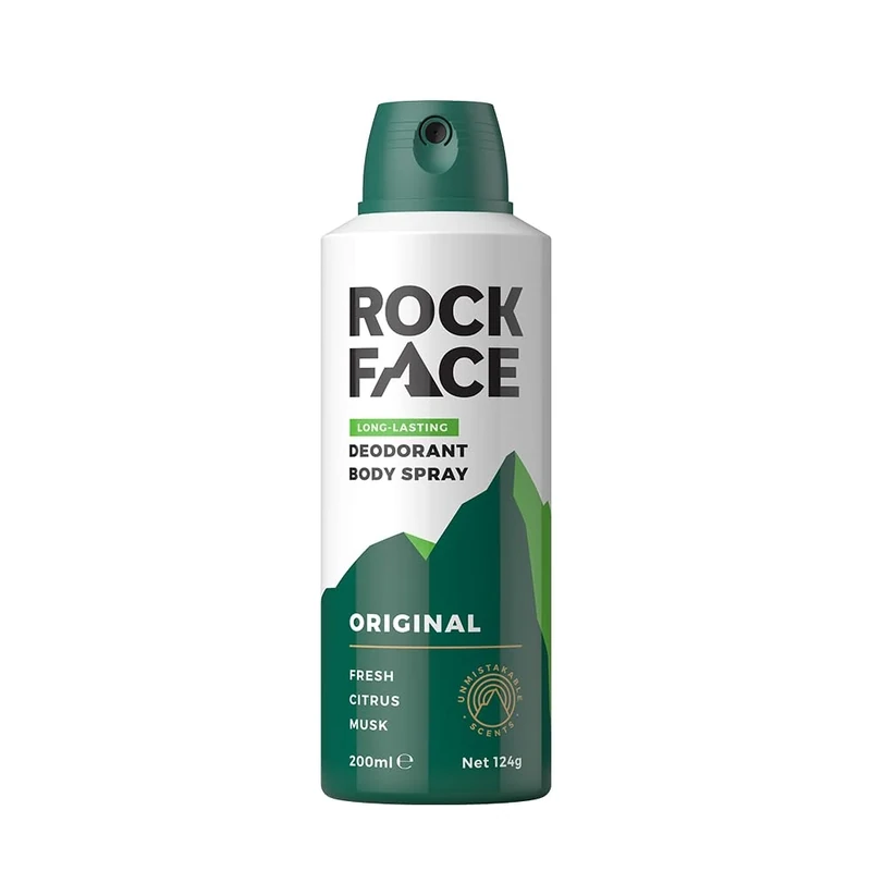 Rock Face Men's Body Spray - Original Fragrance Body Spray Deodorant for Men, 200ml, Fresh Citrus Scent, Long Lasting