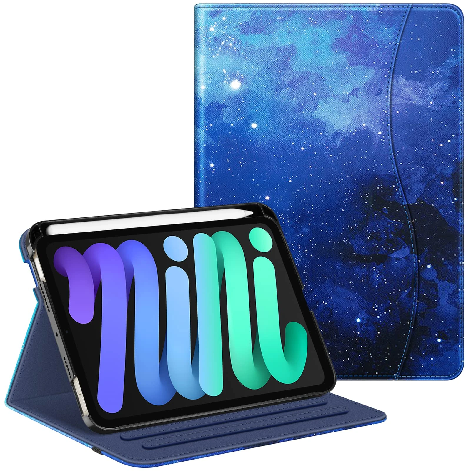 FINTIE Folio Case for iPad Mini 6 2021, Multi-Angle Smart Stand Cover w/Pencil Holder & Pocket, Auto Sleep/Wake for iPad Mini 6th Generation 8.3 Inch, Starry Sky