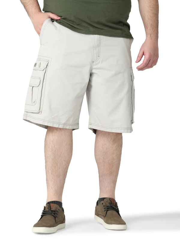 Lee Men's Big & Tall New Belted Wyoming Cargo Short, Cadet Light Gray, 48