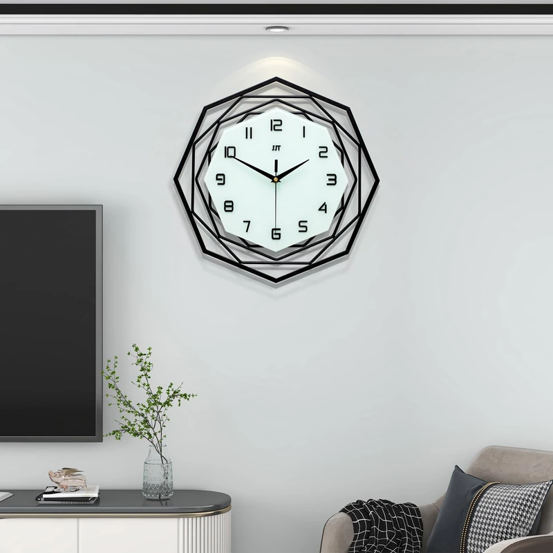 JUJUDA Large Wall Clock for Living Room Decor Modern Big Wall Clock for Kitchen Bedroom Home Decoration Extra Giant Black Wall Clock Battery Operated for Dining Room Bathroom Office Decorative 18 Inch - Image 1