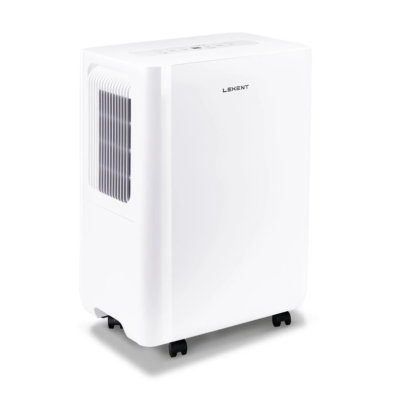 LEXENT 24L Dehumidifier and Air Purifier 2 in 1 UVC Low Energy Dehumidifier for Home Damp & Mould & Drying Clothes Quiet 24H Timer Digital Humidity Display with Rollers 55㎡/600sq. Ft (5 Year Warranty)