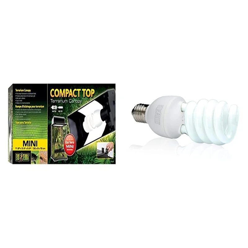 Exo Terra Mini Compact Top Canopy, 30 cm & 25w Natural Light Full Spectrum Daylight Bulb