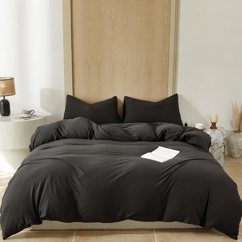 Luxlovery Black Comforter King Men Pure Black Bedding Set Durable Quilts Blanket Soft Breathable Lightweight Fluffy King Size Comforter Set Women Men