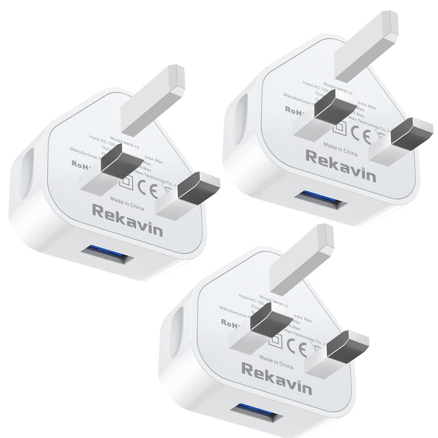 USB Plug,USB Plug Adaptor UK 3 Pin Mains Charger,3 Pack Wall Charger Head Compact Charge Head 5V/1AMP Charging for iPhone 11/11 Pro/10/Xs/XS Max/XR/X/8/7/6 Plus/5/4,iPad Pro/Air 2