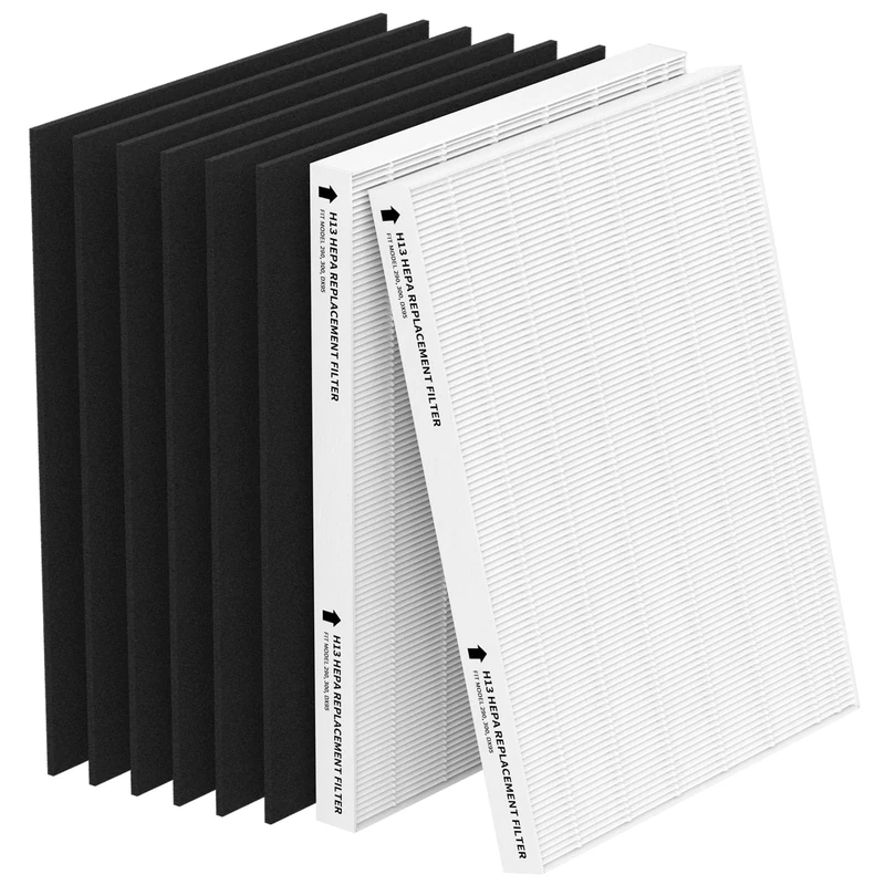 CFKREYA 2 Pack True HEPA Replacement Filter, Compatible with Fellowes AeraMax 290/300 and Fellowes DX95, HF-300/AP-300PH Purifier, Part# 9287201, 2 True HEPA & 6 Extra Activated Carbon Pre Filter. - Image 1